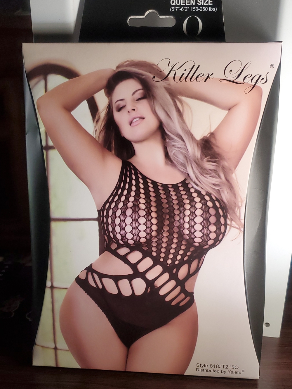 Killer Legs Black Fishnet Cutout Camisole Bodysuit Qeen Size 150-250 Lbs.